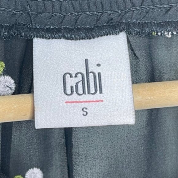 CABI | Black Sheer Long Sleeve Embroidered Mock Neck Floral Blouse | Size S - Picture 6 of 10